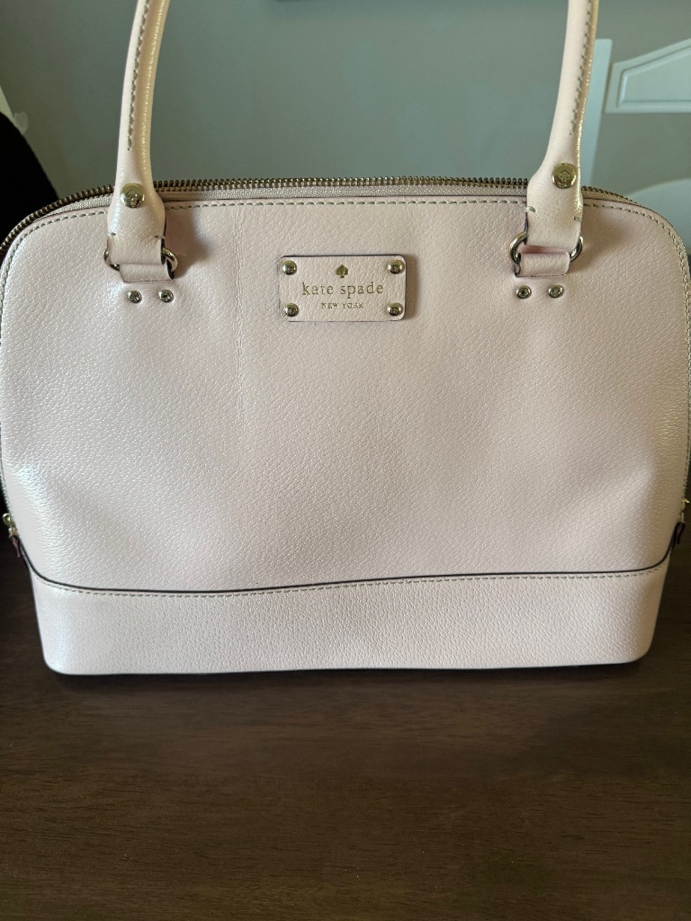 Kate Spade New York Pale Pink Pebbled Leather Dome Satchel Handbag